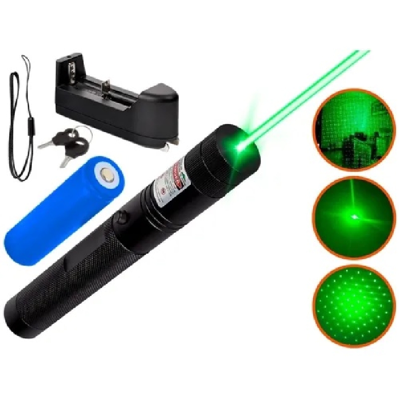 Puntero Laser Verde a pilas 3 Modos De Luz Alto Alcance - Recargas Rafaela
