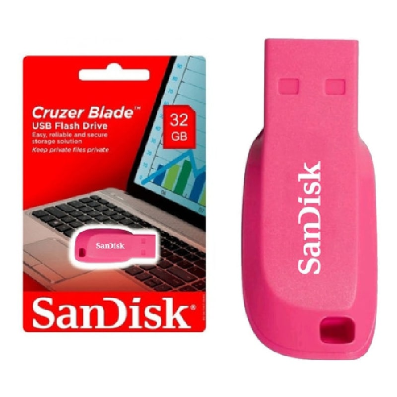 PENDRIVE USB 32GB Sandisk Cruzer Blade Rosa - Recargas Rafaela